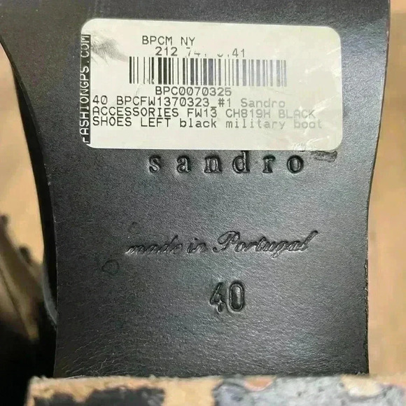 Sandro Paris Black Military Boots Chunky Women's 40 US 10 Goth Made In Portugal - Picture 8 of 12